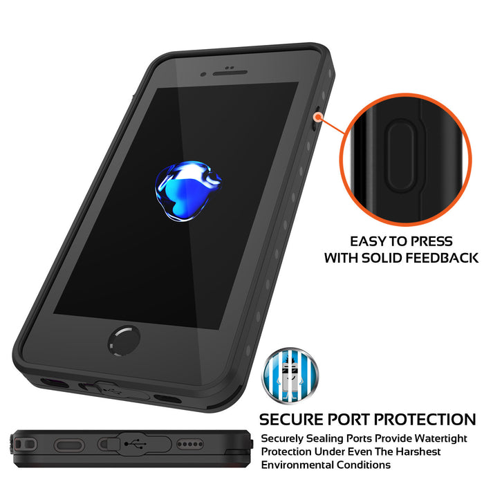 iPhone 7+ Plus Waterproof IP68 Case, Punkcase [Black] [StudStar Series] [Slim Fit] [Dirtproof] (Color in image: teal)