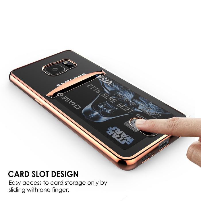 Galaxy S7 Case, PUNKCASE® LUCID Rose Gold Series | Card Slot | SHIELD Screen Protector | Ultra fit (Color in image: Silver)