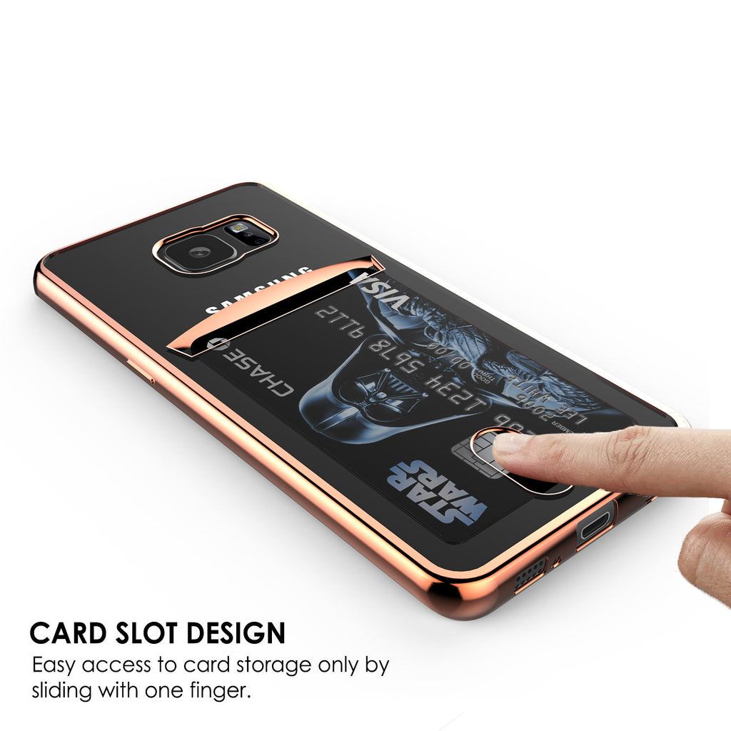Galaxy S7 EDGE Case, PUNKCASE® LUCID Rose Gold Series | Card Slot | SHIELD Screen Protector (Color in image: Silver)