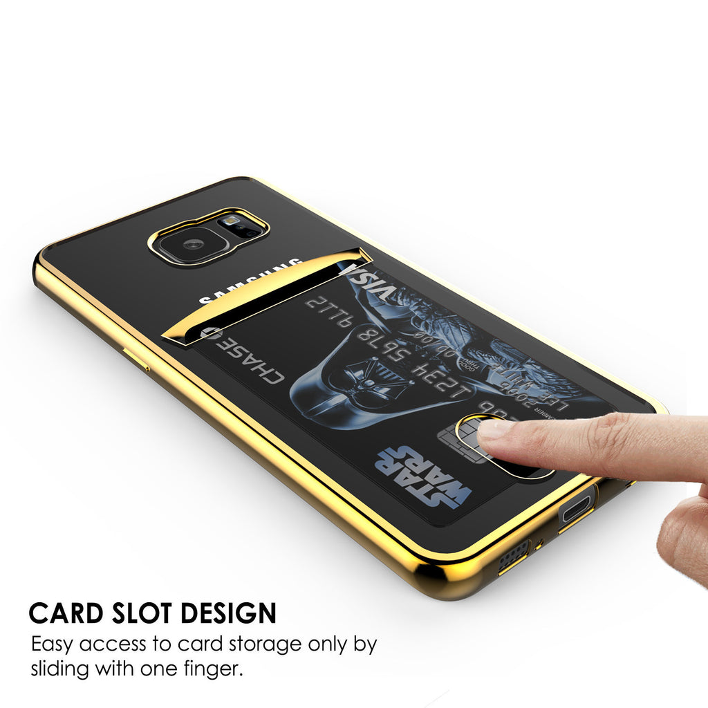 Galaxy S7 Case, PUNKCASE® LUCID Gold Series | Card Slot | SHIELD Screen Protector | Ultra fit (Color in image: Silver)