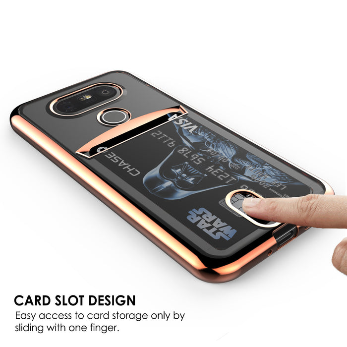 LG G5 Case, PUNKCASE® Rose Gold LUCID  Series | Card Slot | PUNK SHIELD Screen Protector (Color in image: Gold)
