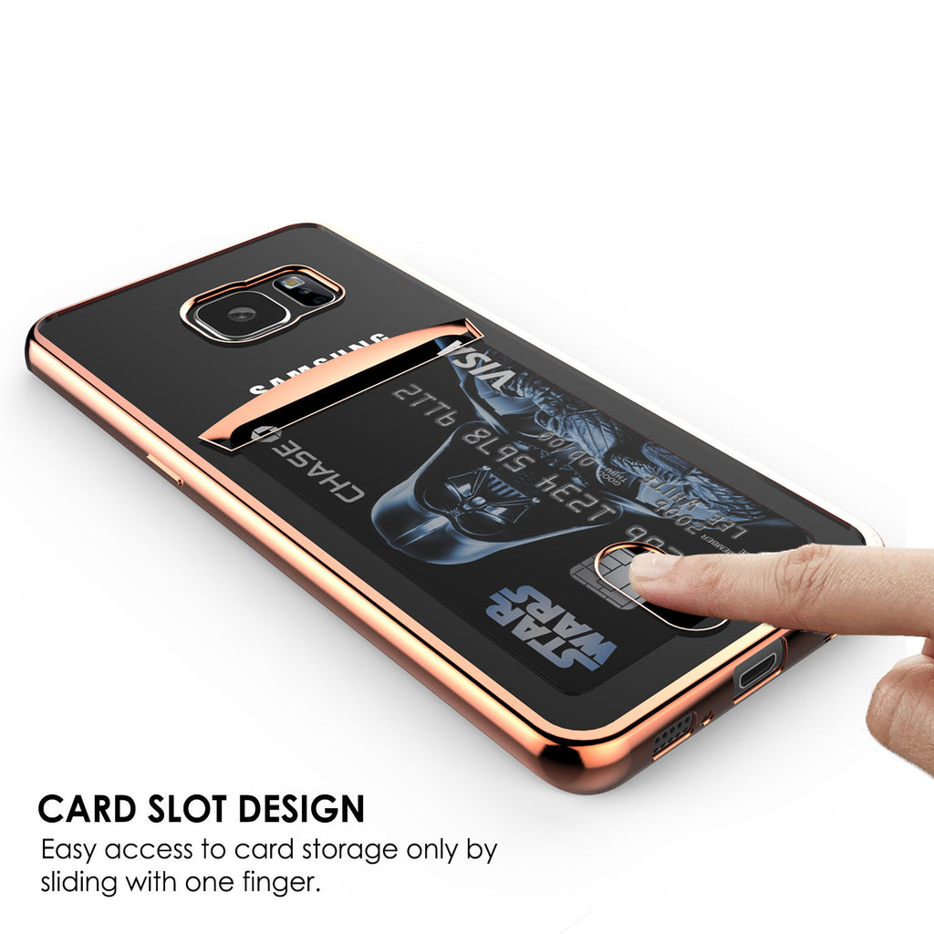 Galaxy S6 Case, PUNKCASE® LUCID Rose Gold Series | Card Slot | SHIELD Screen Protector | Ultra fit (Color in image: Silver)