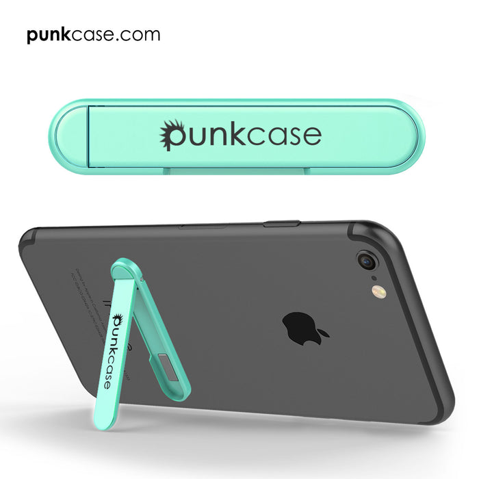PUNKCASE FlickStick Universal Cell Phone Kickstand for all Mobile Phones & Cases with Flat Backs, One Finger Operation (Teal) (Color in image: Silver)