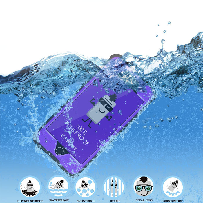 iPhone 6S+/6+ Plus Waterproof Case, PUNKcase StudStar Purple w/ Attached Screen Protector | Warranty (Color in image: light blue)