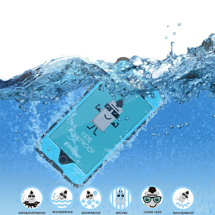 iPhone 6S+/6+ Plus Waterproof Case, PUNKcase StudStar Teal w/ Attached Screen Protector | Warranty (Color in image: light blue)