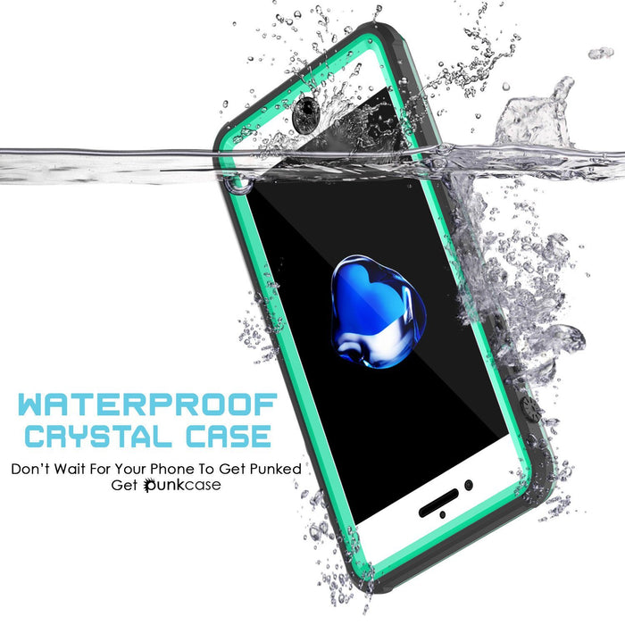 Apple iPhone 8 Waterproof Case, PUNKcase CRYSTAL Teal W/ Attached Screen Protector  | Warranty (Color in image: White)