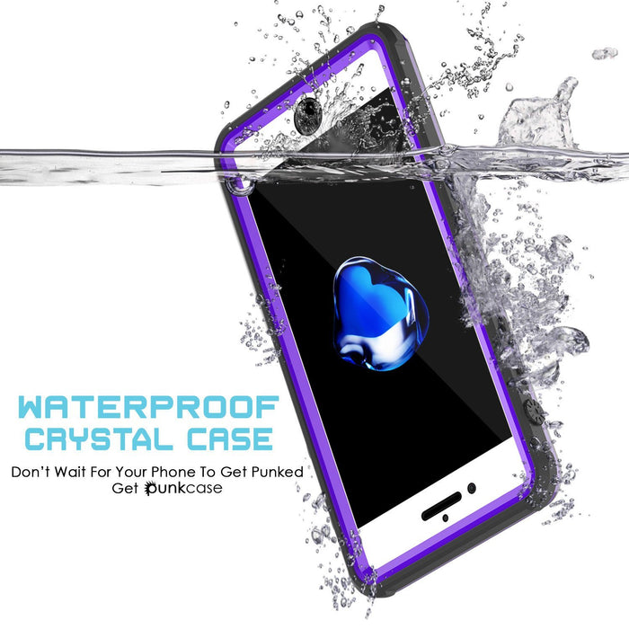 Apple iPhone 8 Waterproof Case, PUNKcase CRYSTAL Purple W/ Attached Screen Protector  | Warranty (Color in image: White)