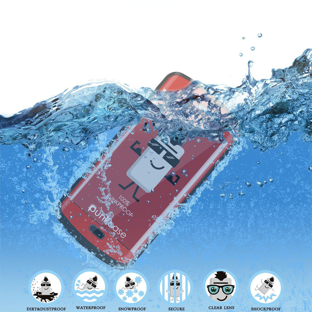 Galaxy s6 EDGE Plus Waterproof Case, Punkcase StudStar Red Water/Shock Proof | Lifetime Warranty (Color in image: white)
