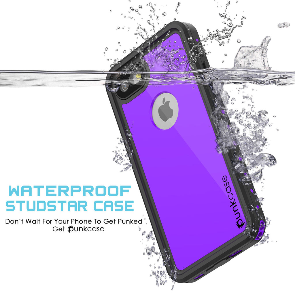 iPhone 7 Waterproof IP68 Case, Punkcase [Puple] [StudStar Series] [Slim Fit] [Dirtproof] [Snowproof] (Color in image: light blue)