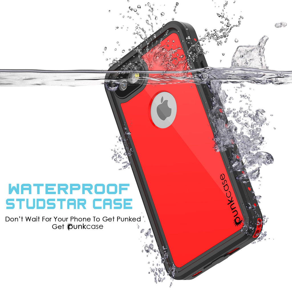 iPhone 7 Waterproof IP68 Case, Punkcase [Red] [StudStar Series] [Slim Fit] [Dirtproof] [Snowproof] (Color in image: light green)