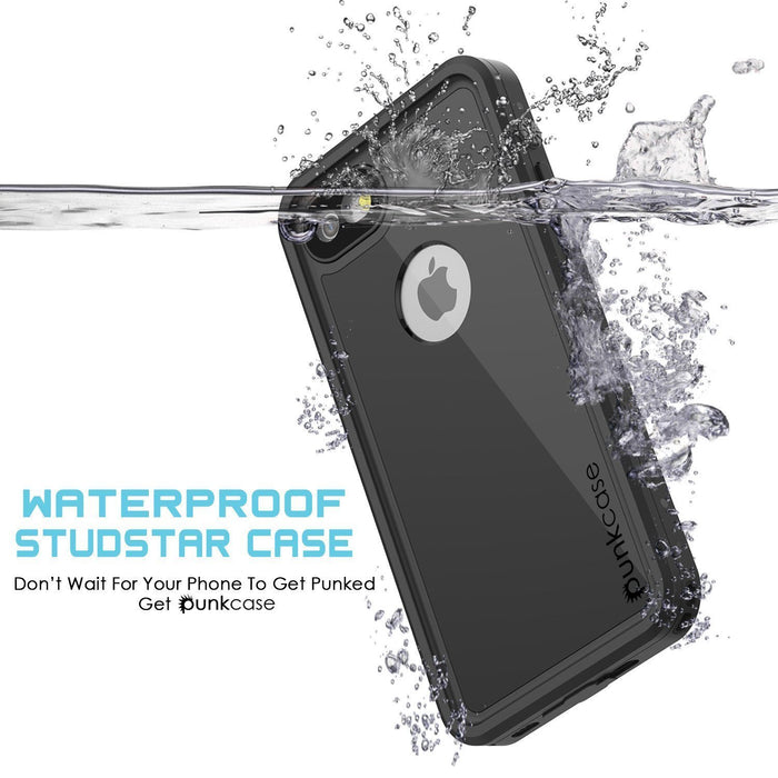 iPhone 8 Waterproof Case, Punkcase [Black] [StudStar Series] [Slim Fit] [IP68 Certified][Dirtproof] [Snowproof] (Color in image: light blue)