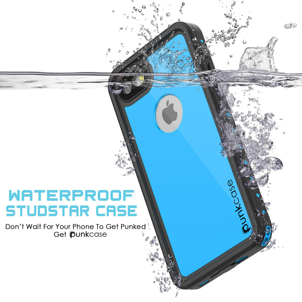 iPhone 7 Waterproof IP68 Case, Punkcase [Light Blue] [StudStar Series] [Slim Fit] [Dirt/Snow Proof] (Color in image: light green)