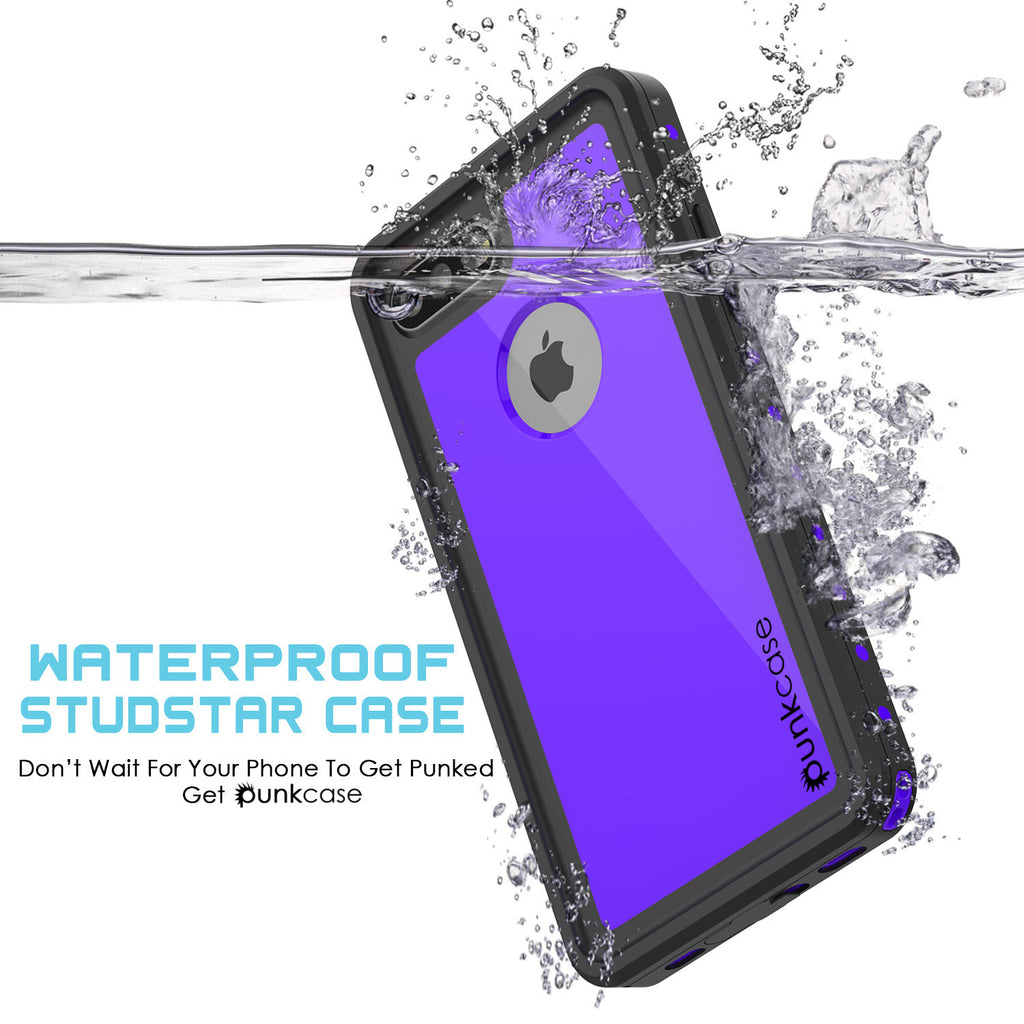 iPhone 7+ Plus Waterproof IP68 Case, Punkcase [Puple] [StudStar Series] [Slim Fit] [Dirtproof] (Color in image: light blue)