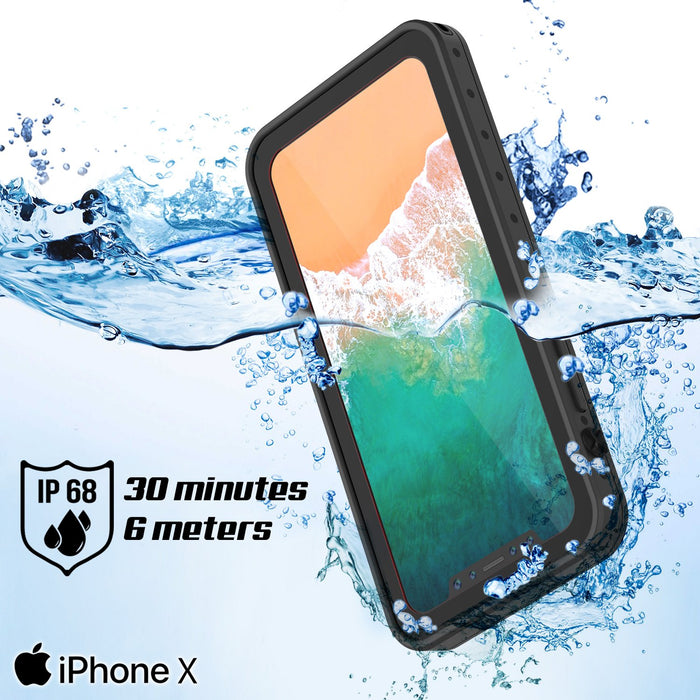 iPhone X Waterproof IP68 Case, Punkcase [Black] [StudStar Series] [Slim Fit] [Dirtproof] (Color in image: pink)