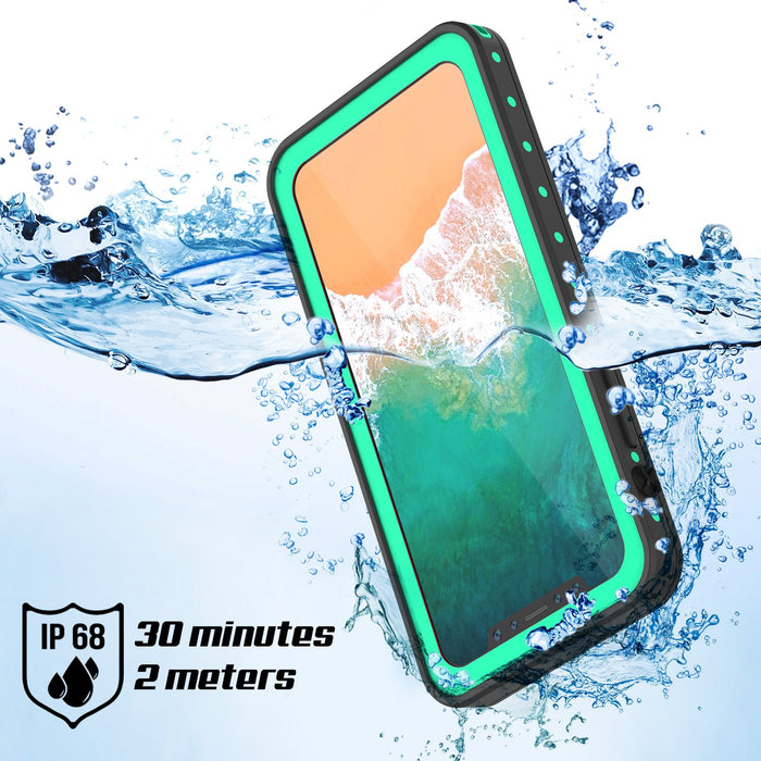 iPhone X Waterproof IP68 Case, Punkcase [Teal] [StudStar Series] [Slim Fit] [Dirtproof] (Color in image: light blue)