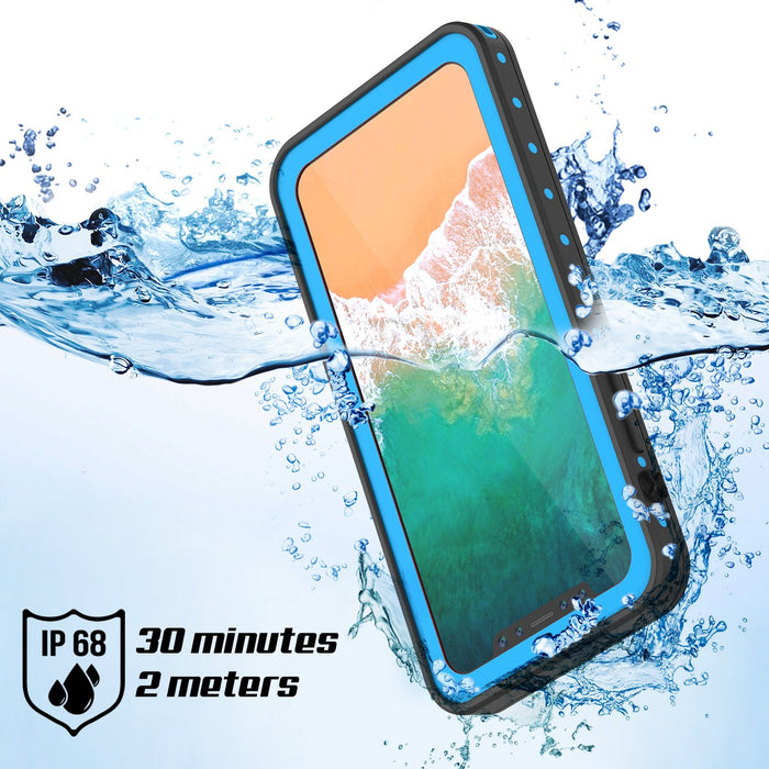 iPhone X Waterproof IP68 Case, Punkcase [Light blue] [StudStar Series] [Slim Fit] [Dirtproof] (Color in image: teal)