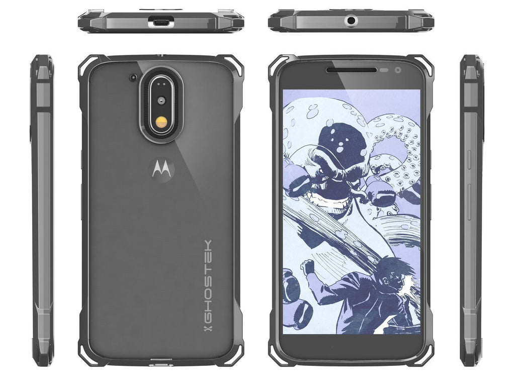 Moto G4 Case, Ghostek Covert Dark Grey Series | Clear TPU | Explosion-Proof Screen Protector (Color in image: Peach)