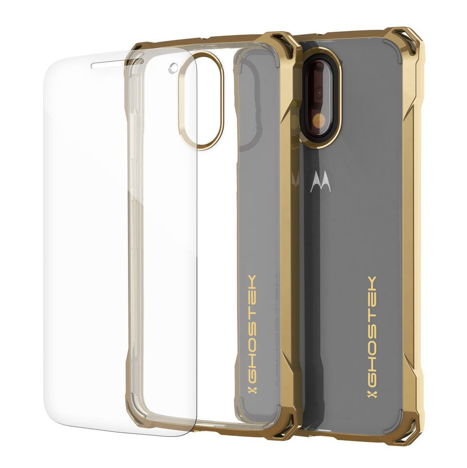 Moto G4 Case, Ghostek Covert Gold Series | Clear TPU | Explosion-Proof Screen Protector | Ultra Fit (Color in image: Gold)