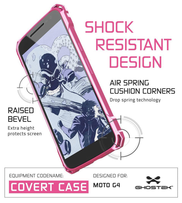 Moto G4 Case, Ghostek Covert Peach Series | Clear TPU | Explosion-Proof Screen Protector |Ultra Fit (Color in image: Gold)
