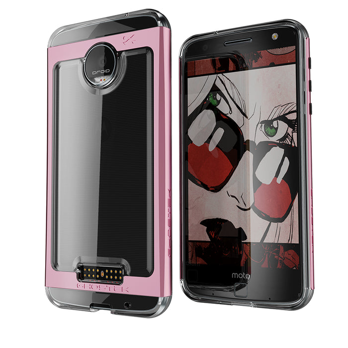 Motorola Moto Z Force Case, Ghostek Cloak 2.0 Pink Series w/ Screen Protector | Aluminum Frame (Color in image: Pink)