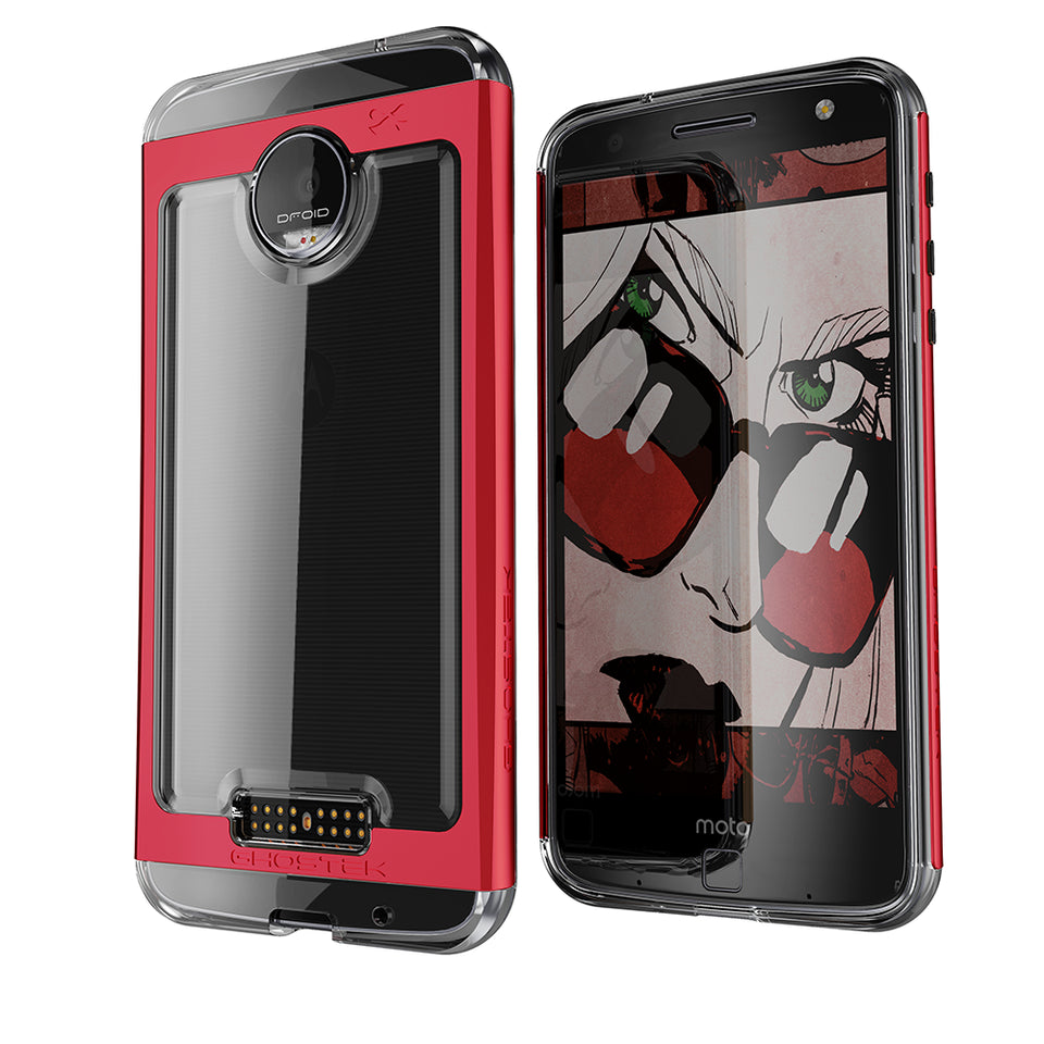 Motorola Moto Z Force Case, Ghostek Cloak 2.0 Red Series w/ Screen Protector | Aluminum Frame (Color in image: Pink)