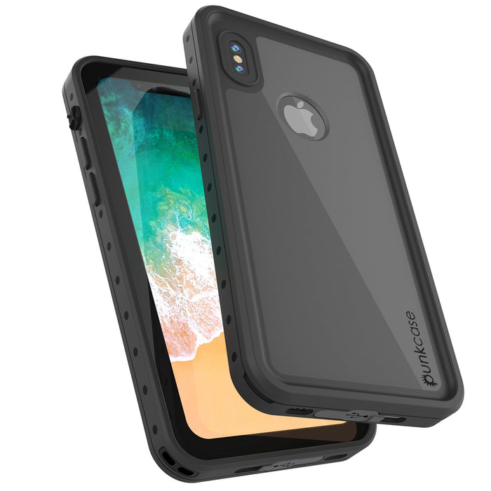 iPhone X Waterproof IP68 Case, Punkcase [Black] [StudStar Series] [Slim Fit] [Dirtproof] (Color in image: Clear.)