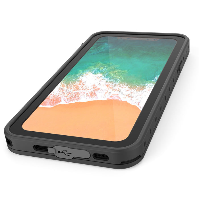 iPhone X Waterproof IP68 Case, Punkcase [Clear] [StudStar Series] [Slim Fit] [Dirtproof] (Color in image: purple)