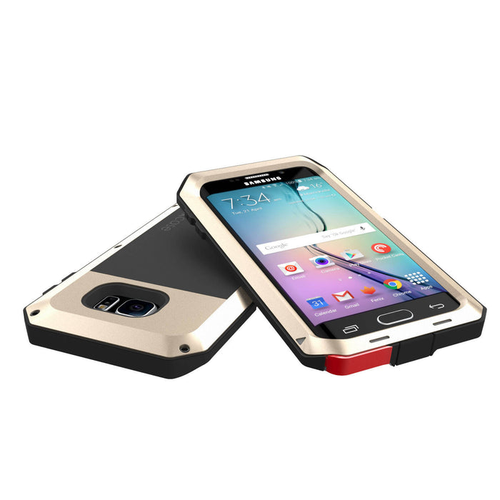 Galaxy S6 EDGE  Case, PUNKcase Metallic Gold Shockproof  Slim Metal Armor Case (Color in image: neon)