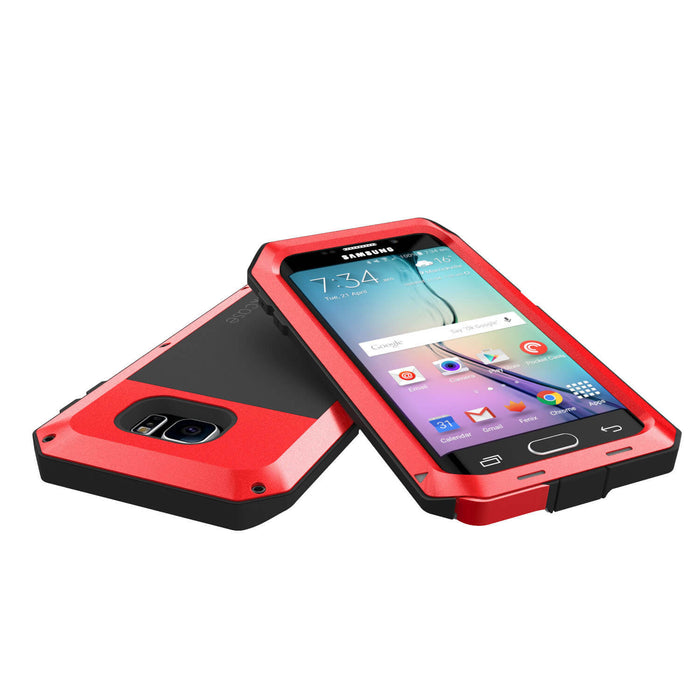 Galaxy S6 EDGE  Case, PUNKcase Metallic Red Shockproof  Slim Metal Armor Case (Color in image: white)