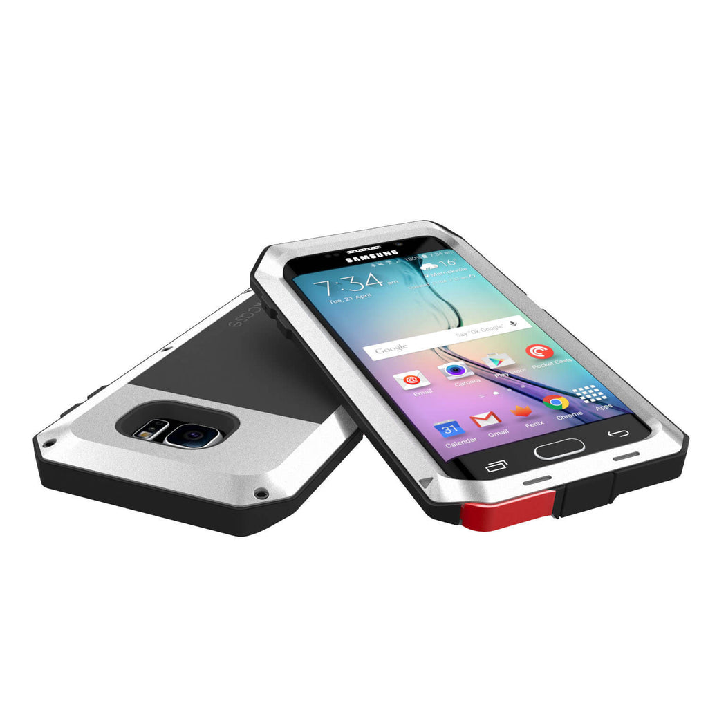 Galaxy S6 EDGE+ Plus  Case, PUNKcase Metallic Silver Shockproof  Slim Metal Armor Case (Color in image: neon)