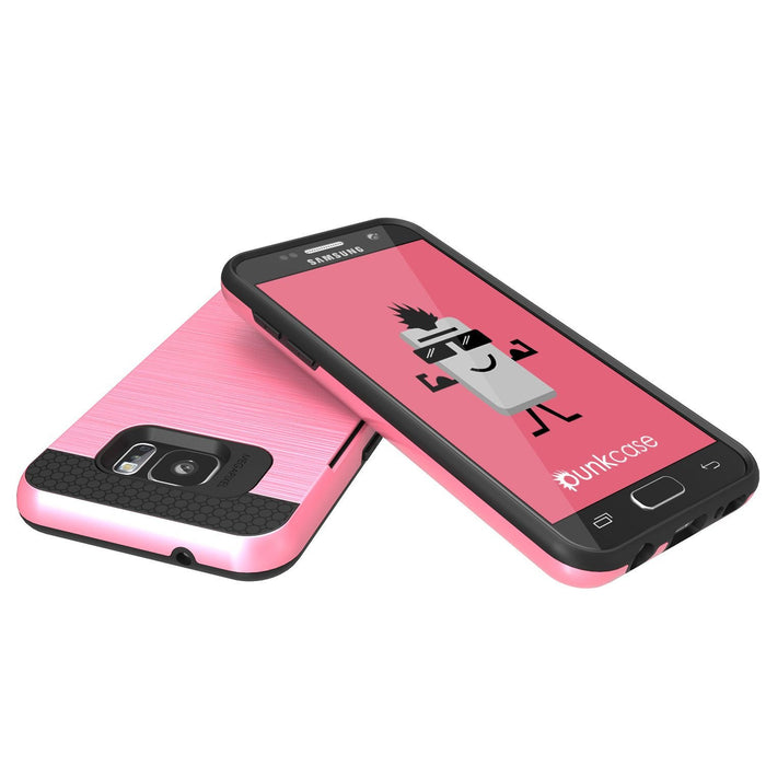 Galaxy s7 EDGE Case PunkCase SLOT Pink Series Slim Armor Soft Cover Case (Color in image: Black)