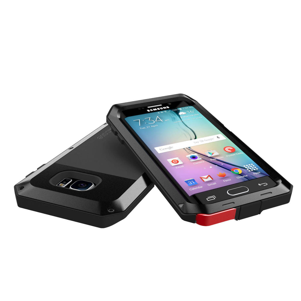 Galaxy S7 EDGE Case, PUNKcase Metallic Black Shockproof  Slim Metal Armor Case (Color in image: neon)