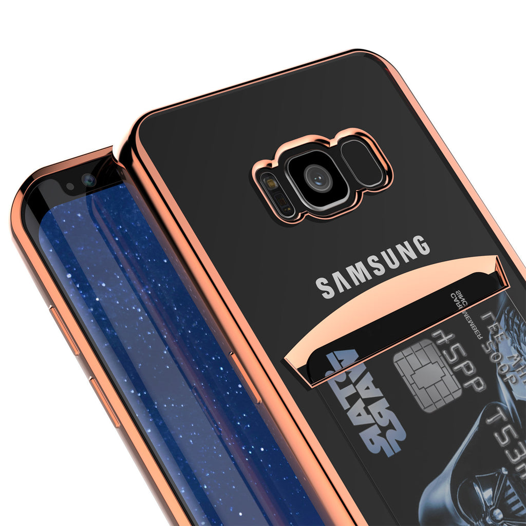 Galaxy S8 Case, PUNKCASE® LUCID Rose Gold Series | Card Slot | SHIELD Screen Protector (Color in image: Silver)