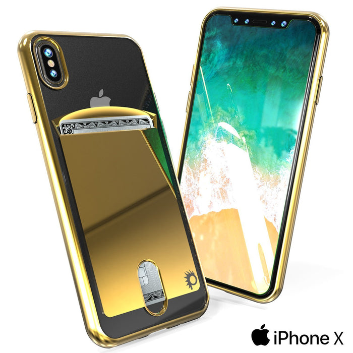 iPhone X Case, PUNKcase [LUCID Series] Slim Fit Protective Dual Layer Armor Cover W/ Scratch Resistant PUNKSHIELD Screen Protector [GOLD] (Color in image: Rose)