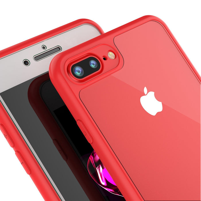 iPhone 8+ Plus Case [MASK Series] [RED] Full Body Hybrid Dual Layer TPU Cover W/ protective Tempered Glass Screen Protector (Color in image: black)