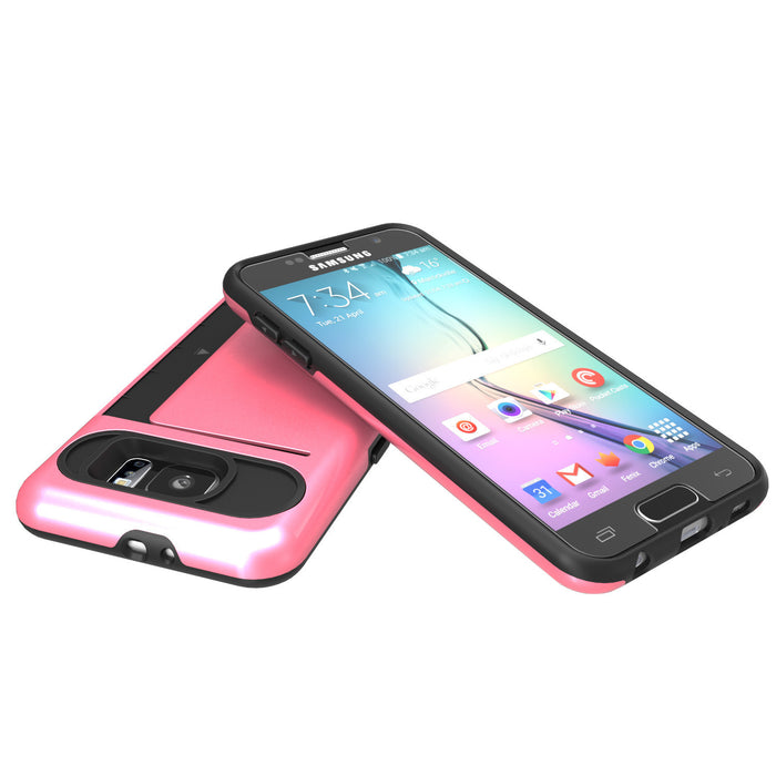 Galaxy s6 Case PunkCase CLUTCH Pink Series Slim Armor Soft Cover Case w/ Tempered Glass (Color in image: Silver)