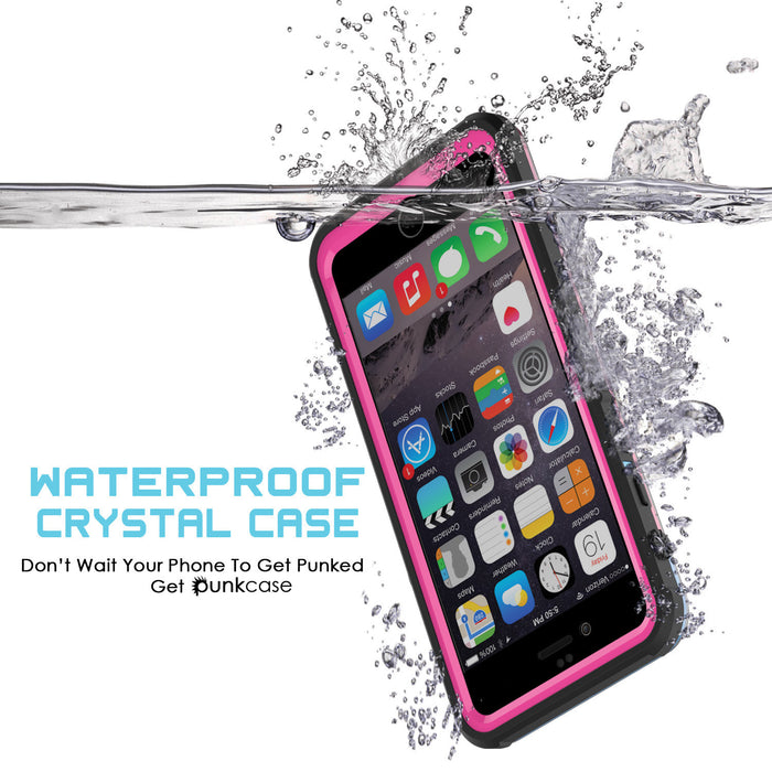iPhone 6/6S Waterproof Case, PUNKcase CRYSTAL Pink W/ Attached Screen Protector  | Warranty (Color in image: black)