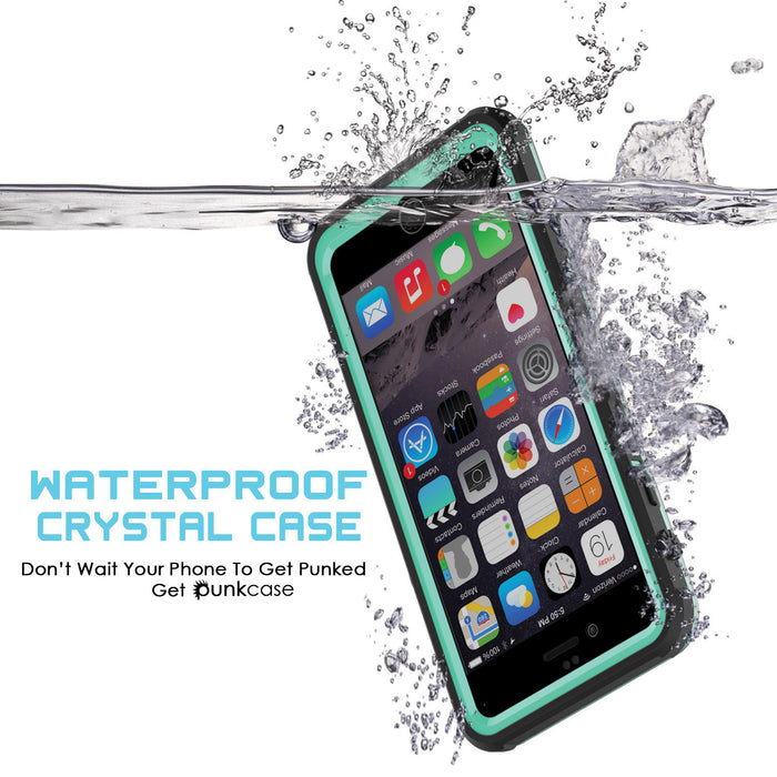 iPhone 6+/6S+ Plus Waterproof Case, PUNKcase CRYSTAL Teal W/ Attached Screen Protector | Warranty (Color in image: black)