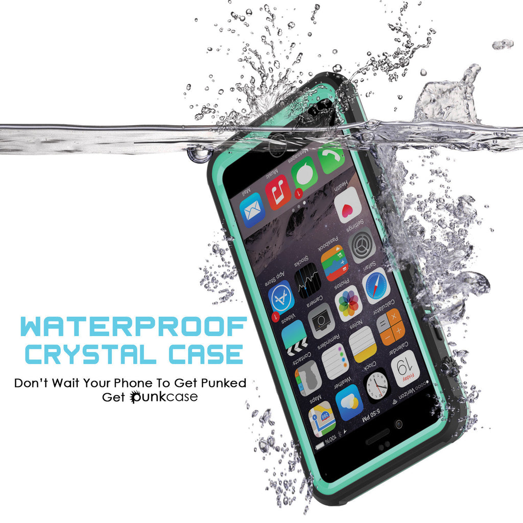 iPhone 6/6S Waterproof Case, PUNKcase CRYSTAL Teal W/ Attached Screen Protector  | Warranty (Color in image: black)