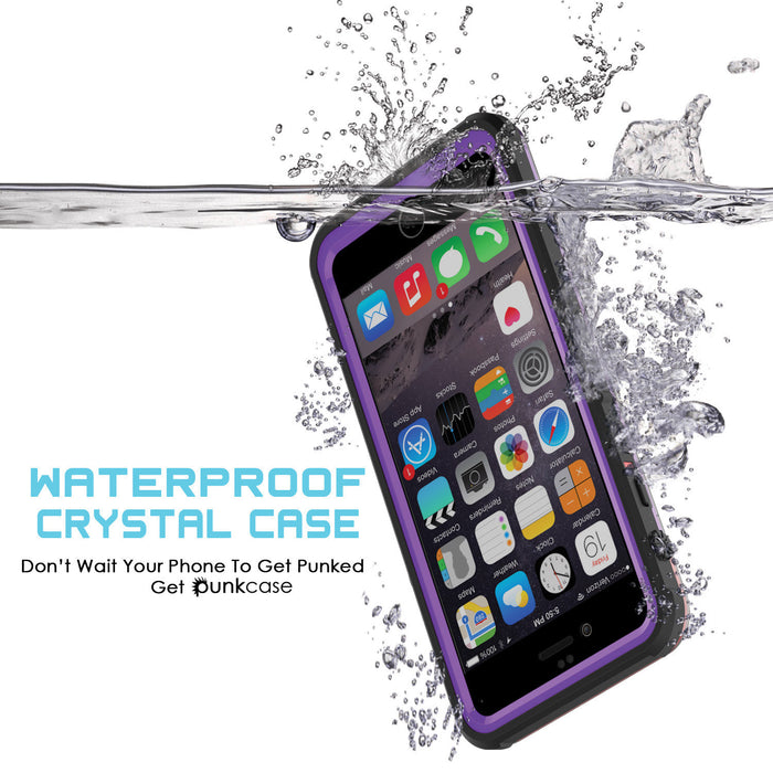 iPhone 6+/6S+ Plus Waterproof Case, PUNKcase CRYSTAL Purple W/ Attached Screen Protector | Warranty (Color in image: black)