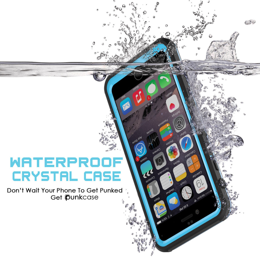 iPhone 6/6S Waterproof Case, PUNKcase CRYSTAL Light Blue  W/ Attached Screen Protector  | Warranty (Color in image: black)
