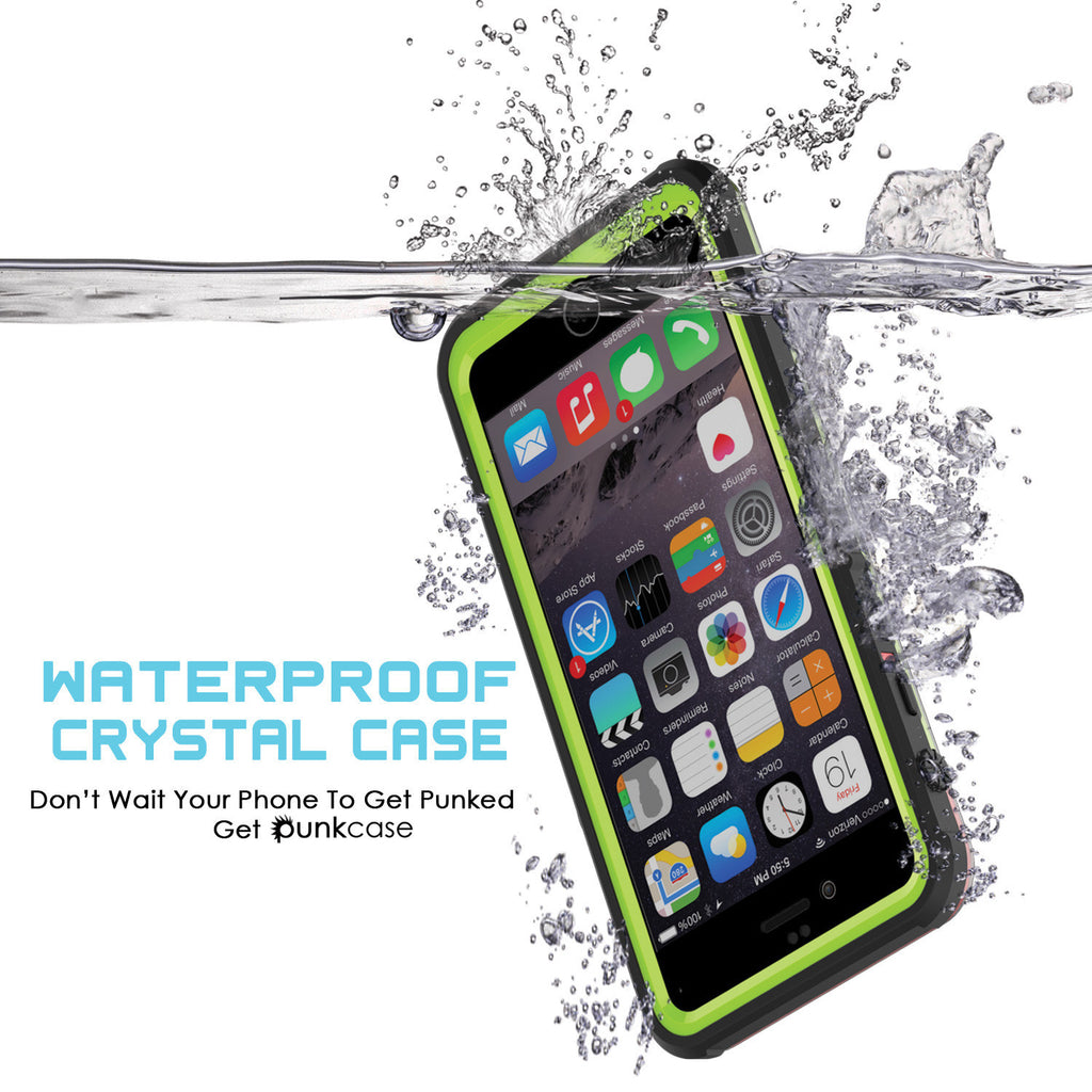 iPhone 6/6S Waterproof Case, PUNKcase CRYSTAL Light Green  W/ Attached Screen Protector  | Warranty (Color in image: black)