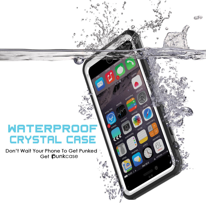 iPhone 6+/6S+ Plus Waterproof Case, PUNKcase CRYSTAL White W/ Attached Screen Protector | Warranty (Color in image: black)